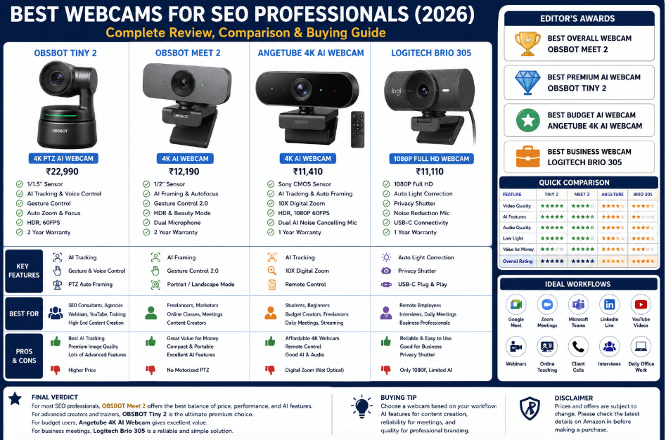best webcams for SEO professionals in 2026